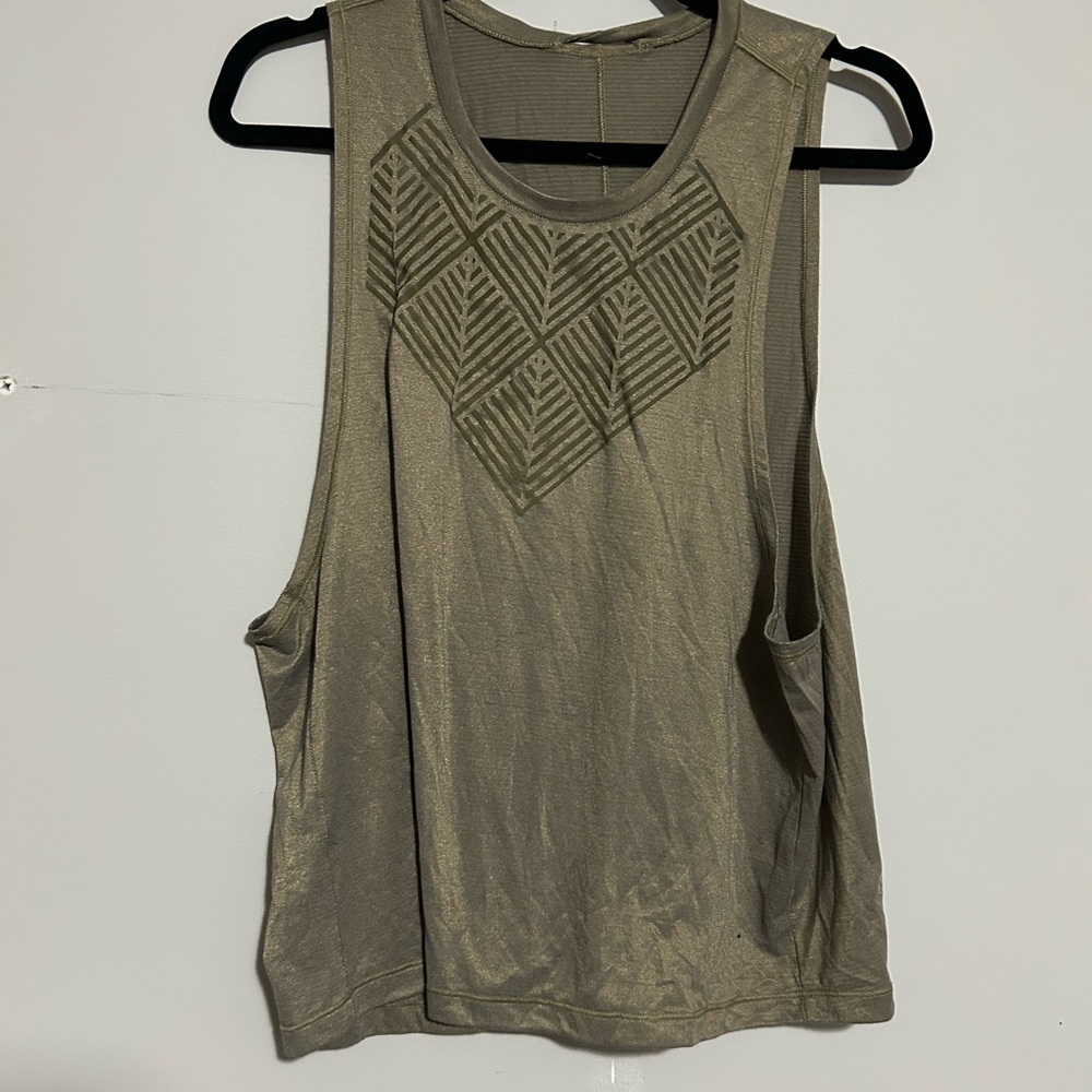 Geometric Lulu Lemon Tank Metallic bronze silver